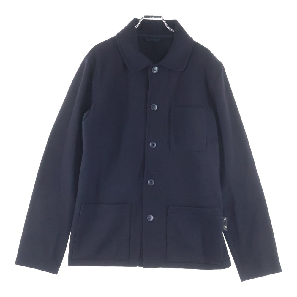 agnes b.(アニエスベー) VESTE WORK JACKET ベスト ウール混 ワークジャケット ネイビー G811JBB9
