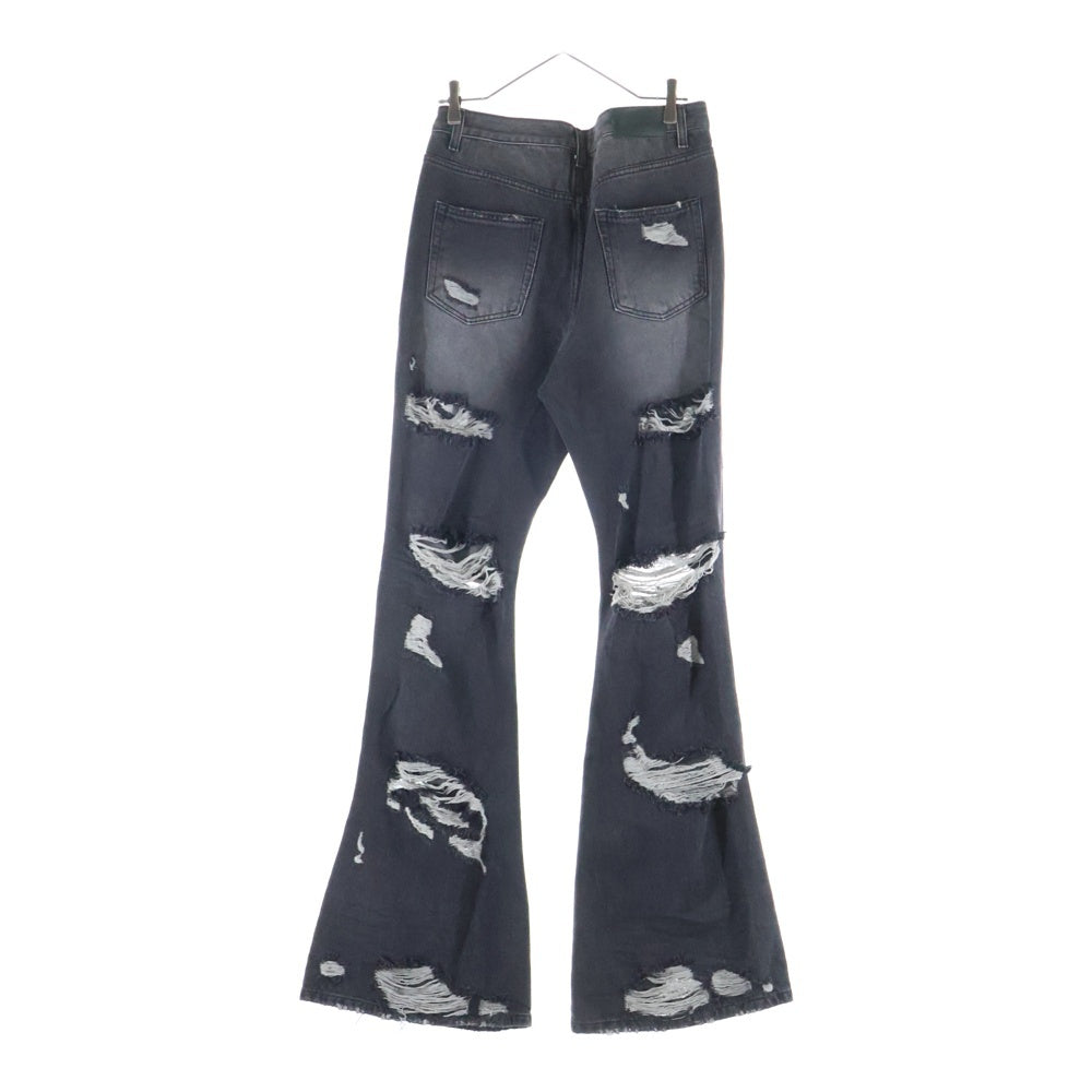 NO BRAND(ノーブランド) 25SS ANGEL RING DESTROYED SLIM FLARE JEANS エンジェル リング デストロイド スリムフレアデニムパンツ ブラック 25SSUMCAFGR