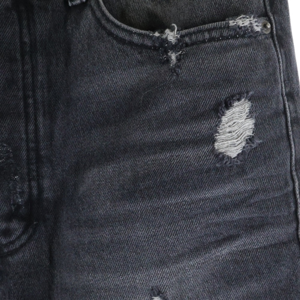 NO BRAND(ノーブランド) 25SS ANGEL RING DESTROYED SLIM FLARE JEANS エンジェル リング デストロイド スリムフレアデニムパンツ ブラック 25SSUMCAFGR