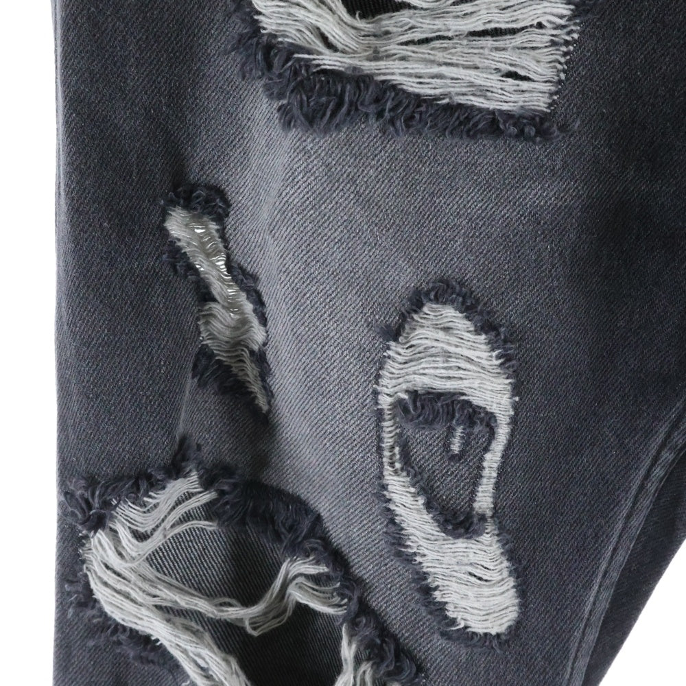 NO BRAND(ノーブランド) 25SS ANGEL RING DESTROYED SLIM FLARE JEANS エンジェル リング デストロイド スリムフレアデニムパンツ ブラック 25SSUMCAFGR