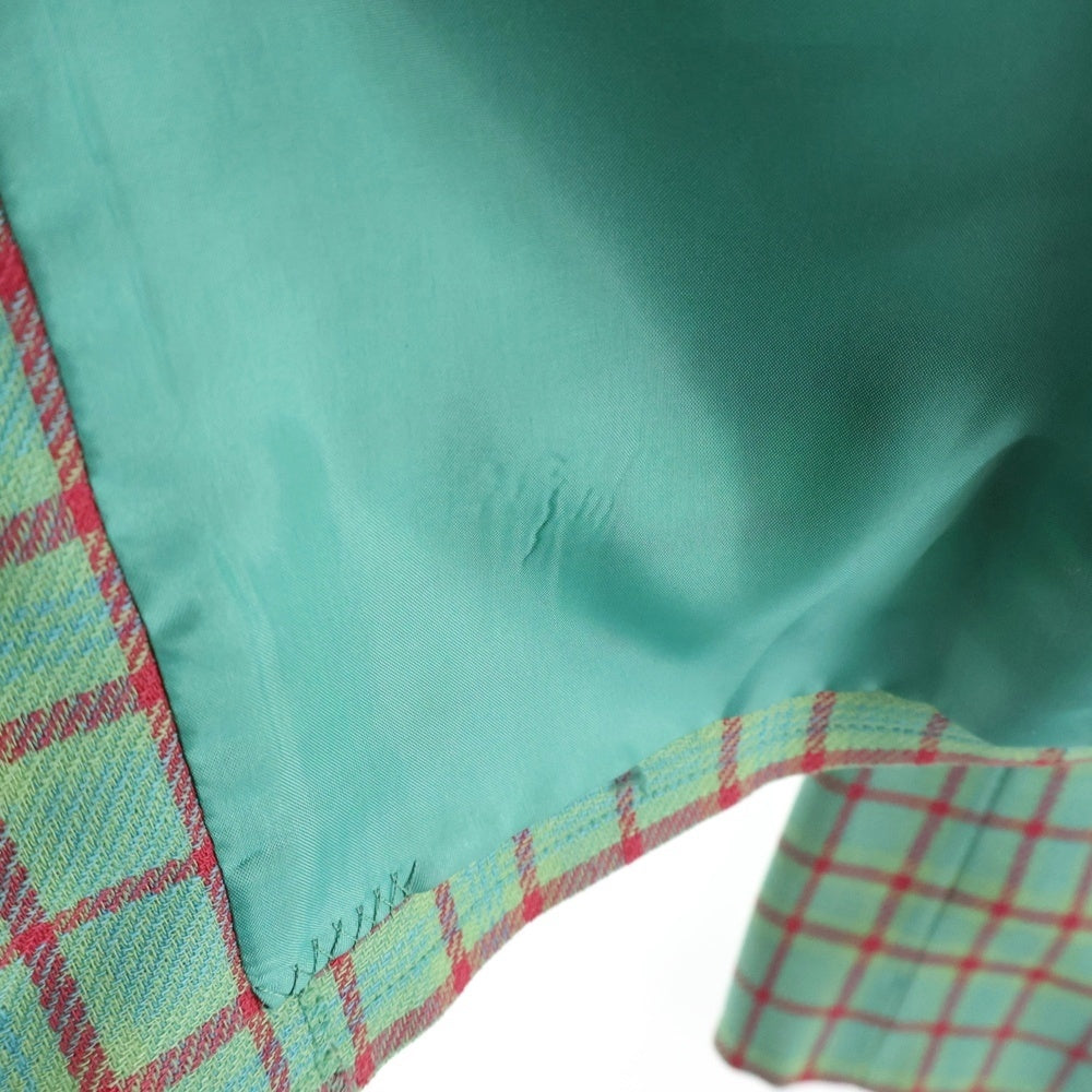 GIVENCHY(ジバンシィ) GLAMOUR チェック柄 ウール ノーカラージャケット グリーン/レッド レディース 413896-59