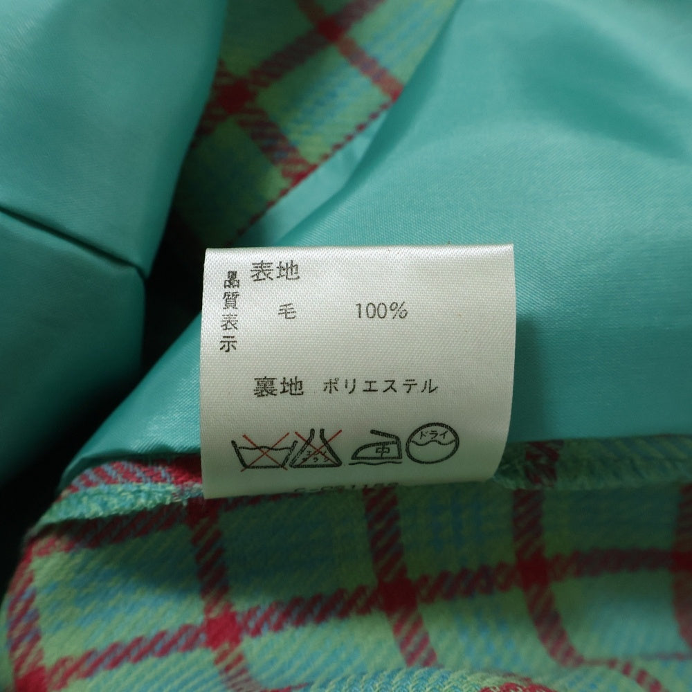 GIVENCHY(ジバンシィ) GLAMOUR チェック柄 ウール ノーカラージャケット グリーン/レッド レディース 413896-59