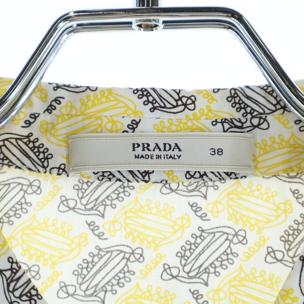 PRADA(プラダ) イタリア製 総柄プリント コットン 長袖シャツ イエロー レディース P4520U