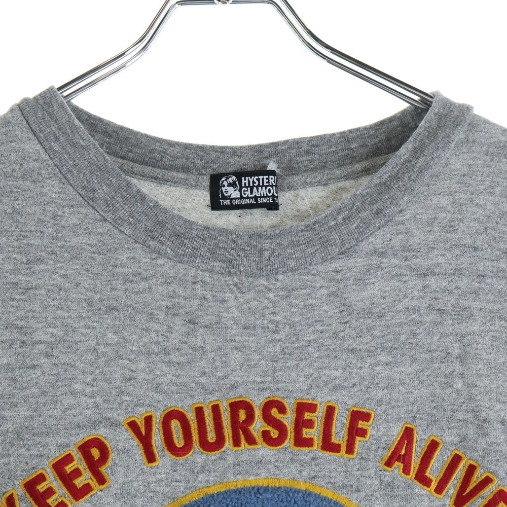 HYSTERIC GLAMOUR(ヒステリックグラマー) ウルフパイル コットンスウェット 半袖トレーナー グレー レディース 01171CS08