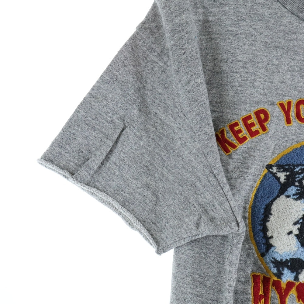 HYSTERIC GLAMOUR(ヒステリックグラマー) ウルフパイル コットンスウェット 半袖トレーナー グレー レディース 01171CS08