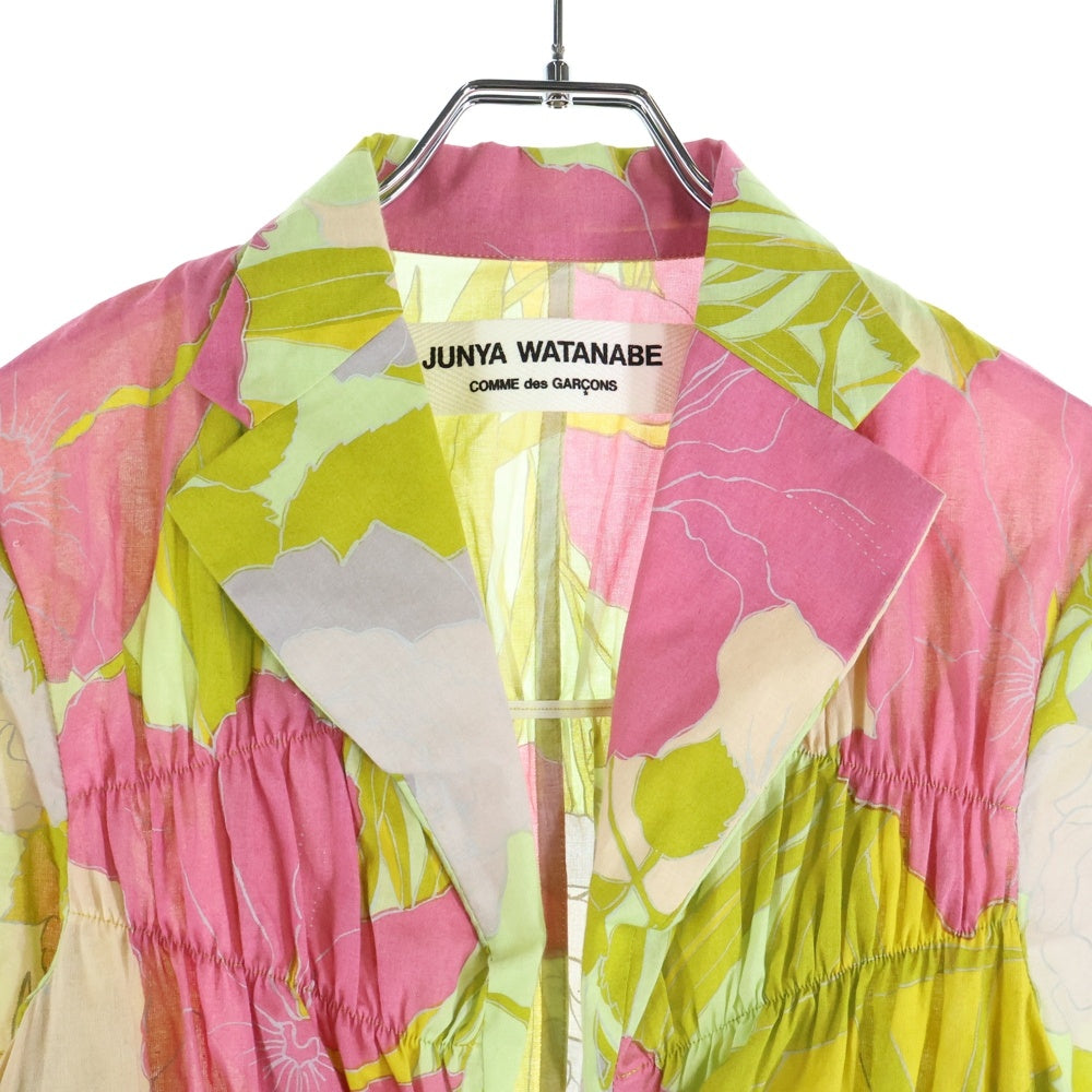 JUNYA WATANABE COMME des GARCONS(ジュンヤワタナベ コムデギャルソン) 05SS AD2005 ボタニカルプリント ギャザーデザイン 2B テーラードジャケット マルチカラー レディース JO-B091