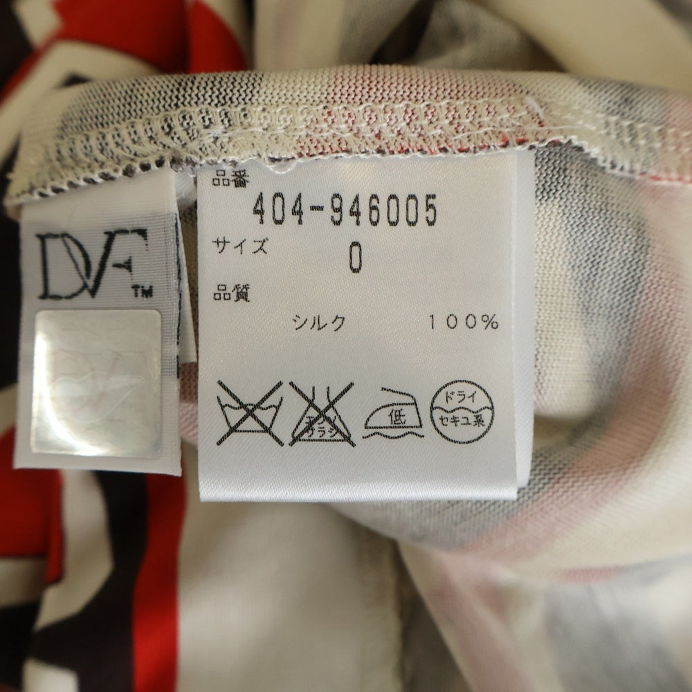 DIANE VON FURSTENBERG(ダイアン フォン ファステンバーグ) 総柄プリント シルクストレッチ 七分袖ワンピース レッド/ブラウン レディース