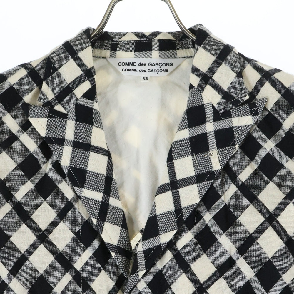COMME des GARCONS(コムデギャルソン) 11SS AD2010 チェック柄 フロントフック ウール ロングコート ブラック/ホワイト レディース RG-J036