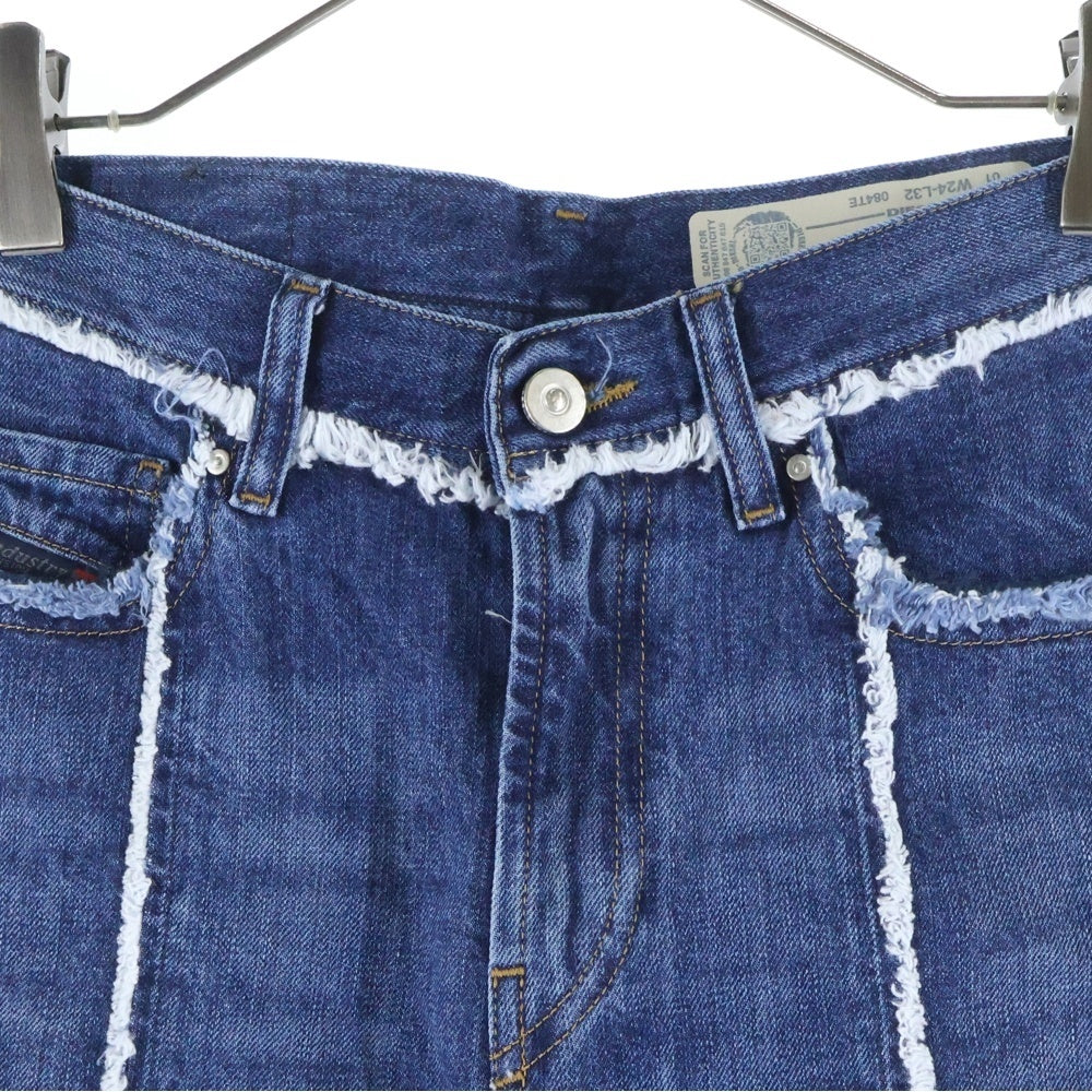 DIESEL(ディーゼル) WIDEE-F センターカットオフライン ワイドデニムパンツ インディゴ レディース 02108