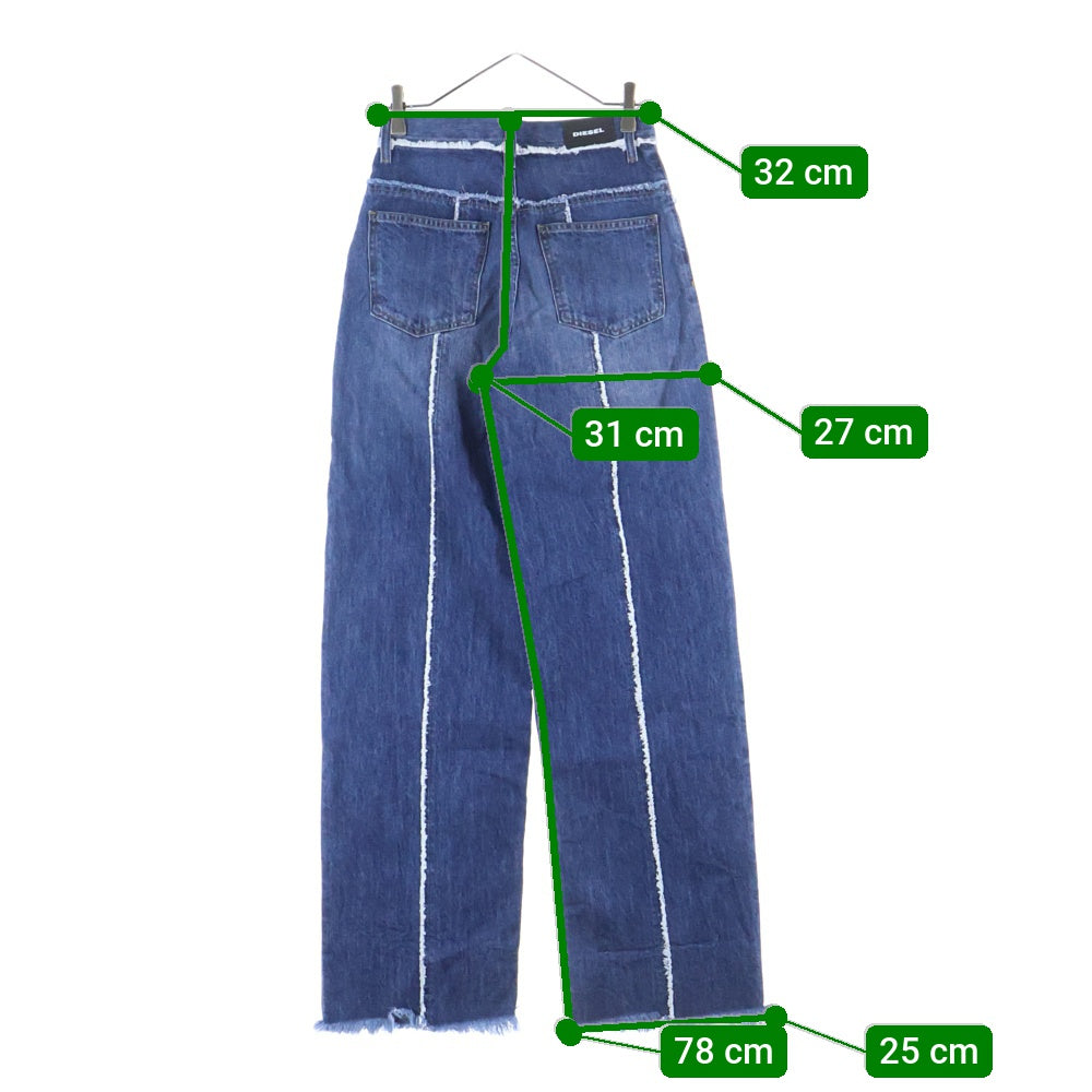 DIESEL(ディーゼル) WIDEE-F センターカットオフライン ワイドデニムパンツ インディゴ レディース 02108
