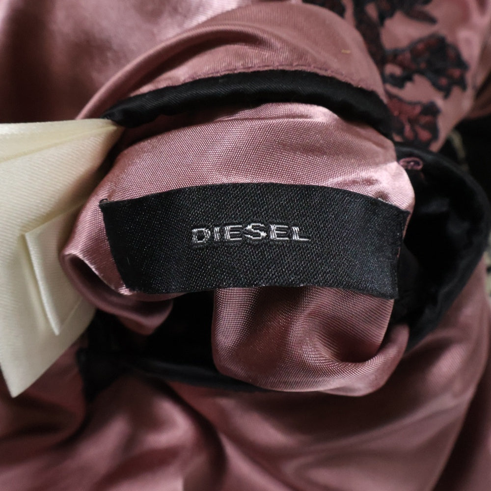 DIESEL(ディーゼル) 両面刺繍デザイン リバーシブル スカジャン ブルゾン ブラック/ピンク レディース