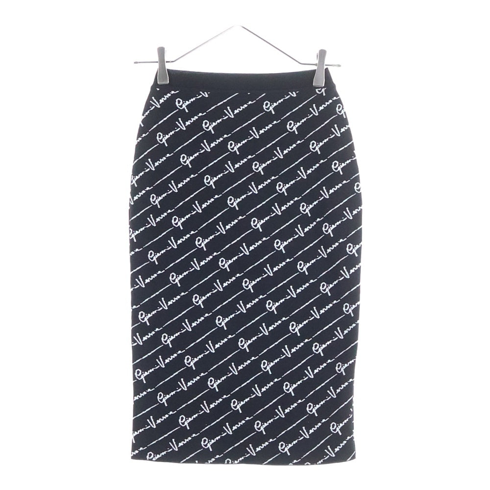 VERSACE(ヴェルサーチ) KNITSKIRT LETTER PRINT レタープリント 総柄 ニットスカート レディース ブラック A85540 A233564