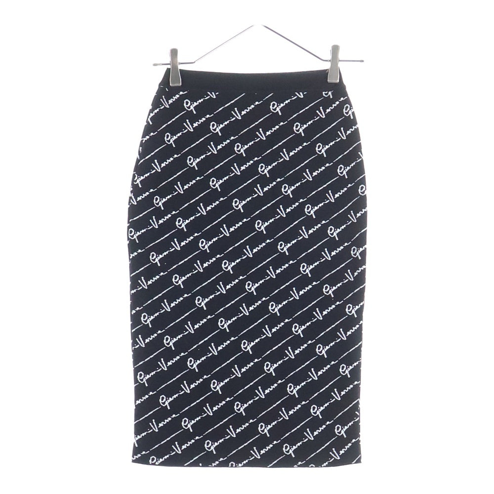 VERSACE(ヴェルサーチ) KNITSKIRT LETTER PRINT レタープリント 総柄 ニットスカート レディース ブラック A85540 A233564