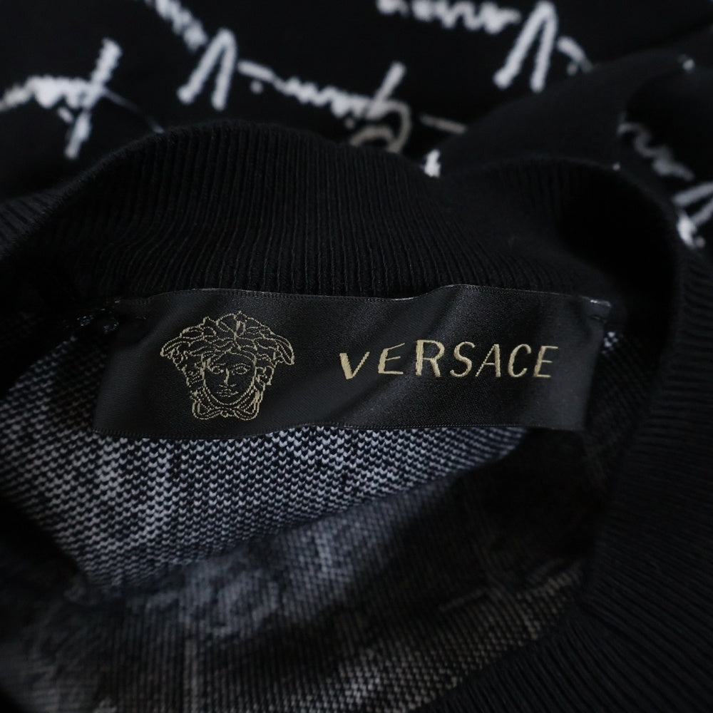 VERSACE(ヴェルサーチ) KNITSKIRT LETTER PRINT レタープリント 総柄 ニットスカート レディース ブラック A85540 A233564