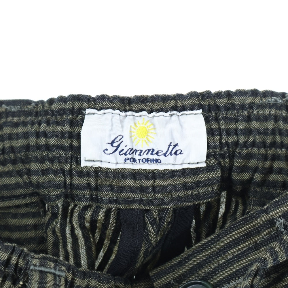 Giannetta(ジャンネット) シアサッカー ストライプ ドローコード イージーパンツ カーキ