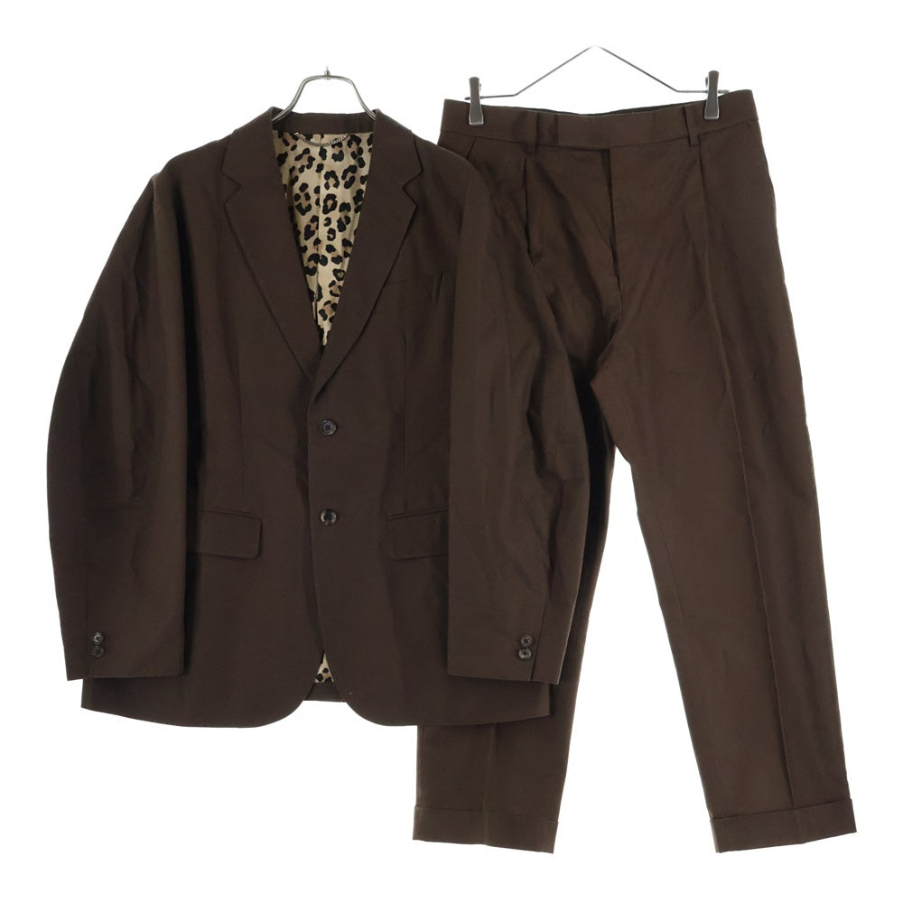 WACKO MARIA(ワコマリア) UNCONSTRUCTED JACKET/PLEATED TROUSER TYPE-2 セットアップスーツ アンコンストラクテッド レオパードライナー ジャケット トラウザー ブラウン