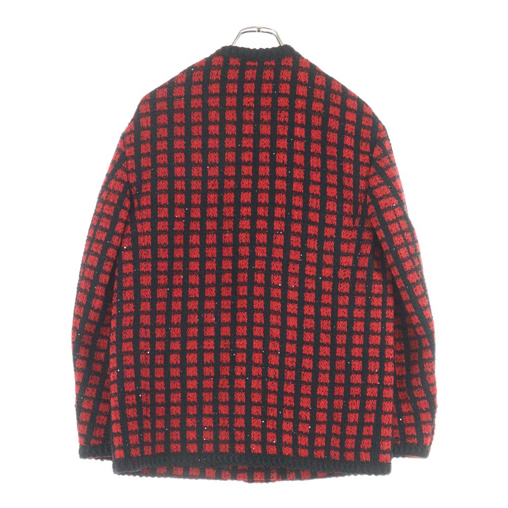 miumiu(ミュウミュウ) スパンコール ツイードジャケット チェック レッド/ブラック MH1535 レディース