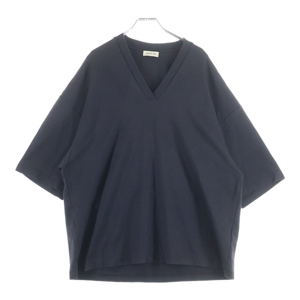 FEAR OF GOD(フィアオブゴッド) リヨセル混 Vネック カットソー オーバーサイズ 半袖Tシャツ ブラック