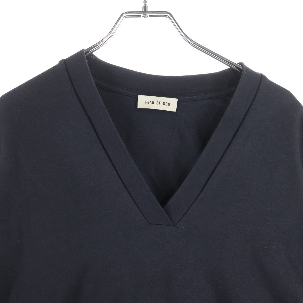 FEAR OF GOD(フィアオブゴッド) リヨセル混 Vネック カットソー オーバーサイズ 半袖Tシャツ ブラック