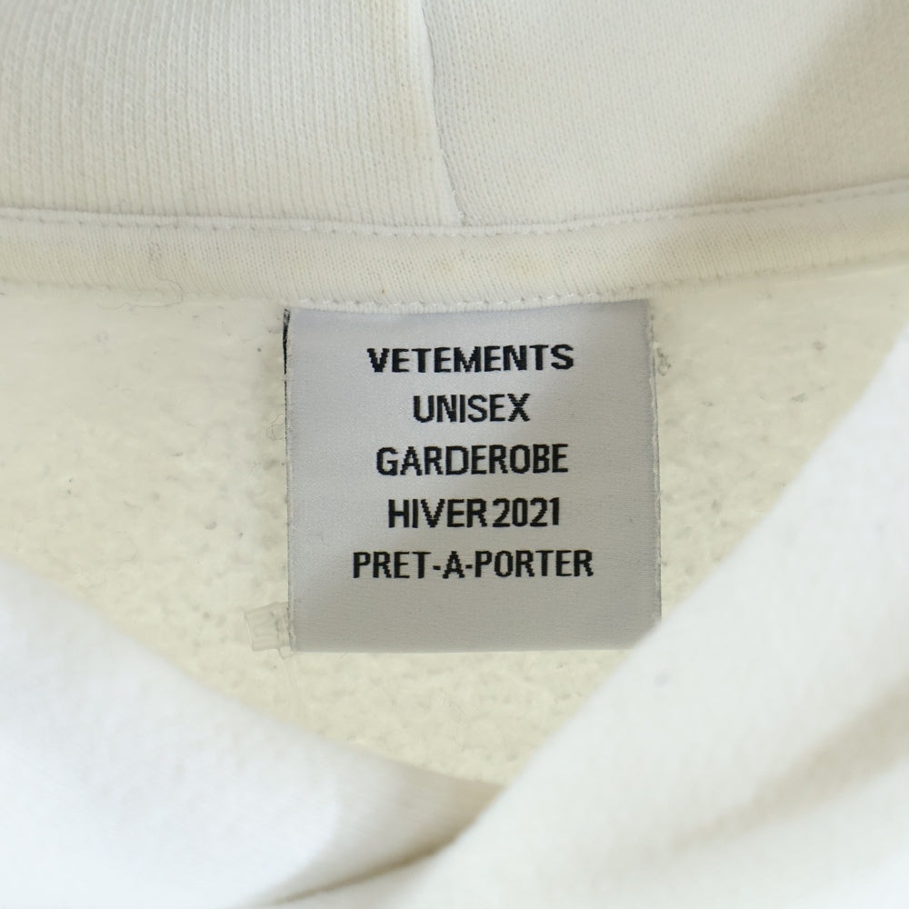 VETEMENTS(ヴェトモン) フロントプリント プルオーバースウェットパーカー フーディー ホワイト UAH21TR587