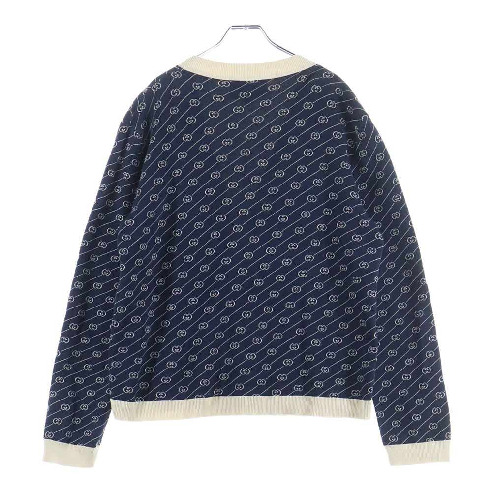 GUCCI(グッチ) ダイアゴナル GGロゴ シルク混 ニットカーディガン ネイビー 660290 XKBWA