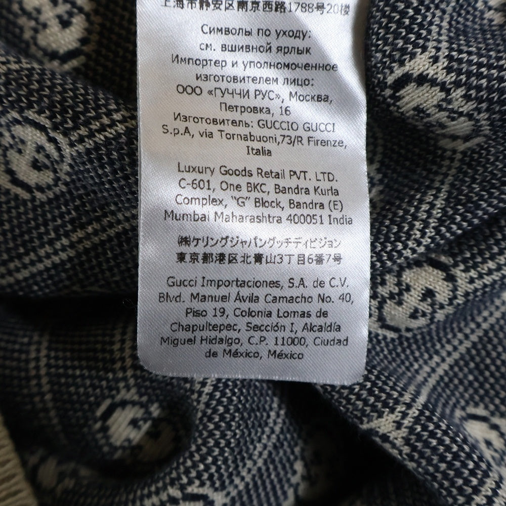 GUCCI(グッチ) ダイアゴナル GGロゴ シルク混 ニットカーディガン ネイビー 660290 XKBWA