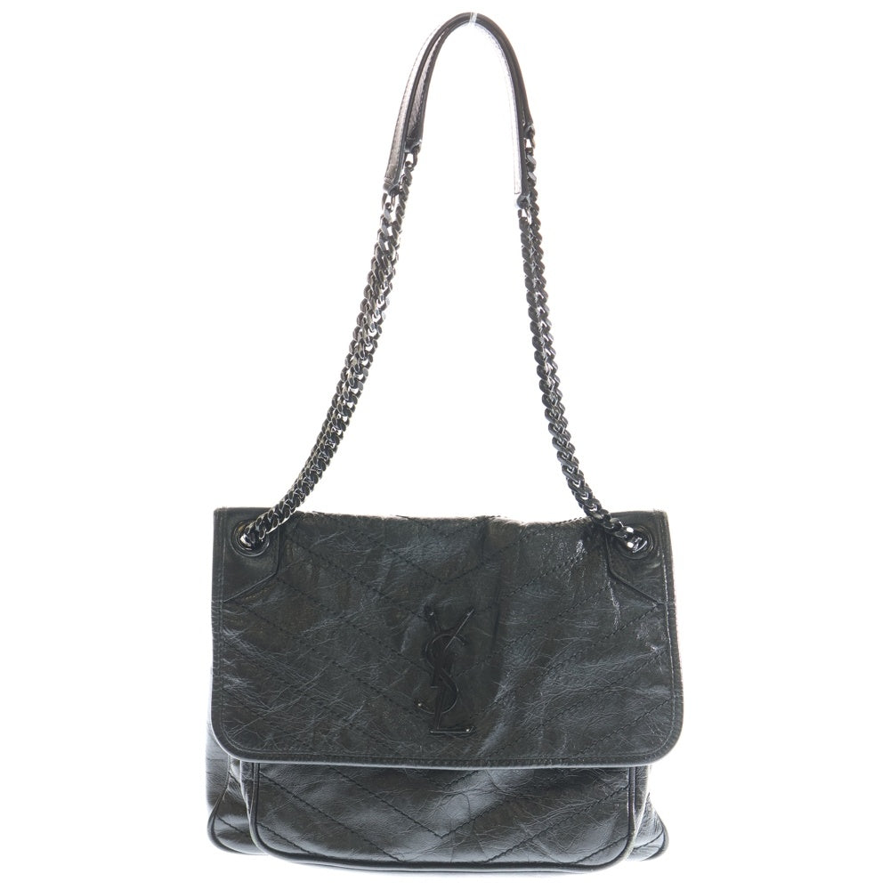SAINT LAURENT PARIS(サンローランパリ) NIKI MEDIUM ニキ ミディアム シルバーチェーン レザーショルダーバッグ ブラック 633184 レディース