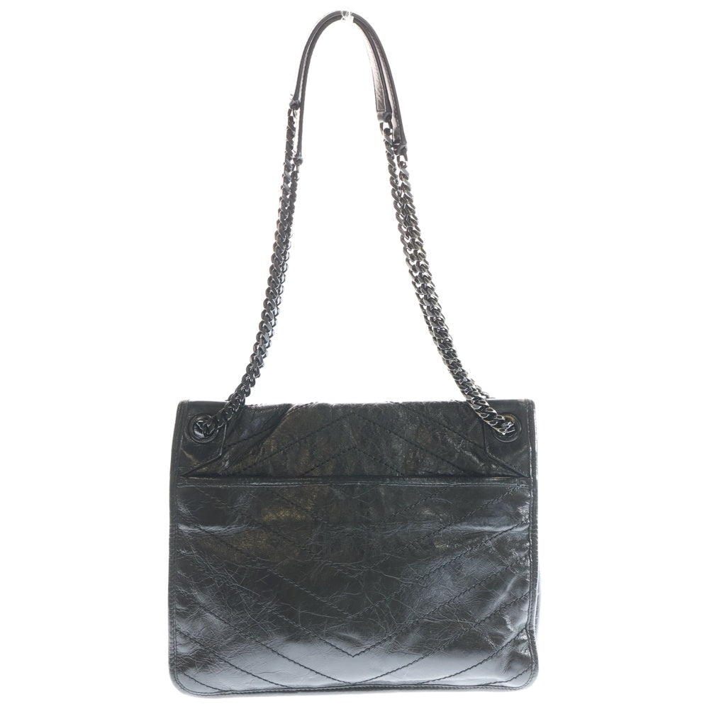 SAINT LAURENT PARIS(サンローランパリ) NIKI MEDIUM ニキ ミディアム シルバーチェーン レザーショルダーバッグ ブラック 633184 レディース