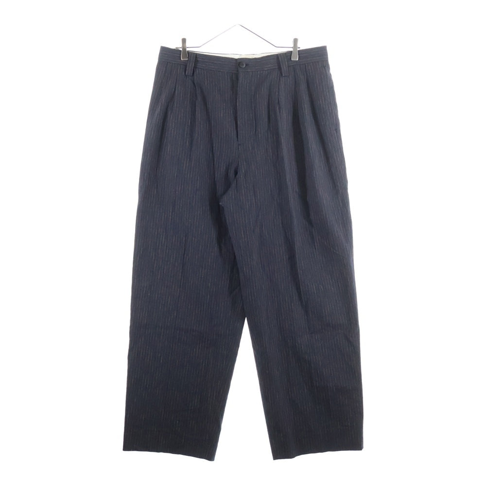 VISVIM(ヴィスヴィム) 24AW RUSSO PANTS SANTOME ストライプ柄 スリータック ルッソパンツ ネイビー/ブラウン 0124205008019