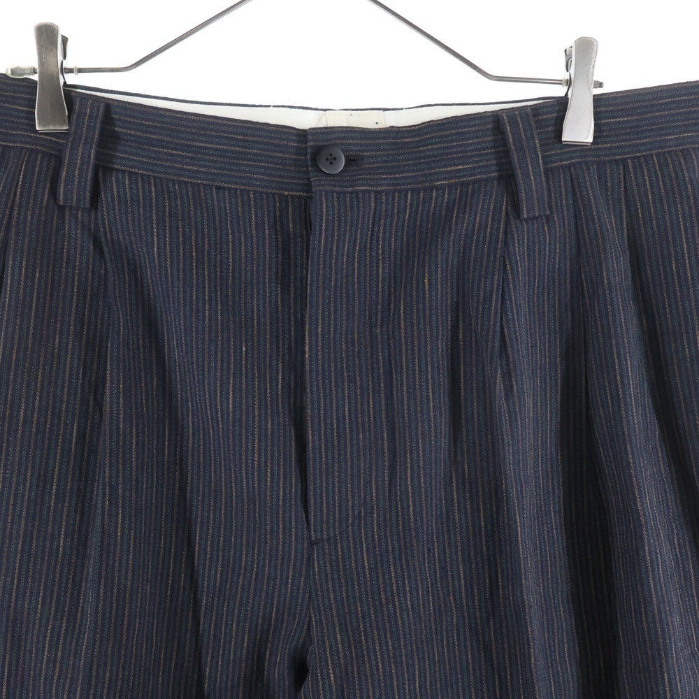 VISVIM(ヴィスヴィム) 24AW RUSSO PANTS SANTOME ストライプ柄 スリータック ルッソパンツ ネイビー/ブラウン 0124205008019