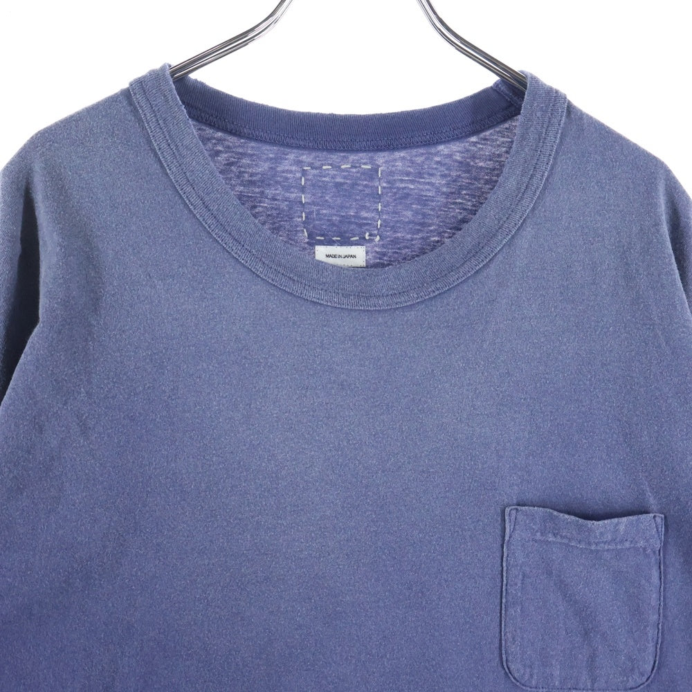 VISVIM(ヴィスヴィム) 25SS JUMBO TEE S/S CRASH フェード加工 クルーネック ジャンボ 半袖Tシャツ カットソー ネイビー 0125105010015