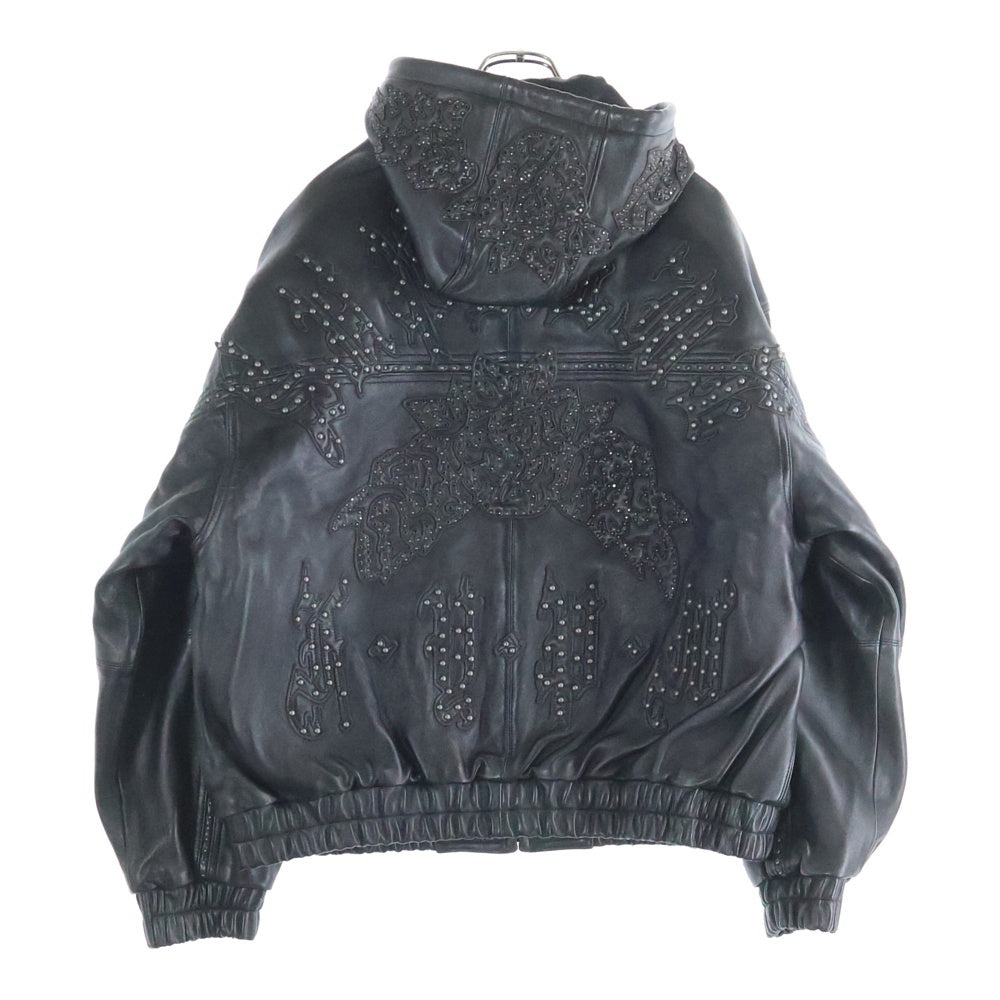 SUPREME(シュプリーム) 25SS Studded Hooded Leather Jacket スタッテッド フーデッド ジップアップ レザージャケット ブラック