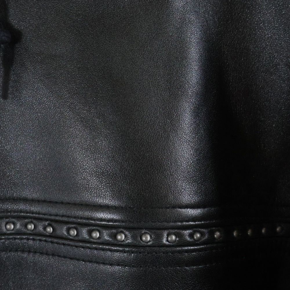 SUPREME(シュプリーム) 25SS Studded Hooded Leather Jacket スタッテッド フーデッド ジップアップ レザージャケット ブラック