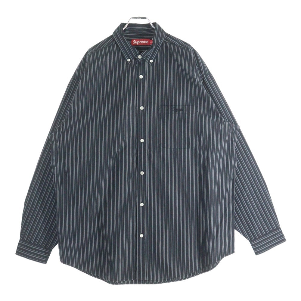 SUPREME(シュプリーム) 25AW Pinstripe Shirt ピンストライプ柄 長袖シャツ ネイビー