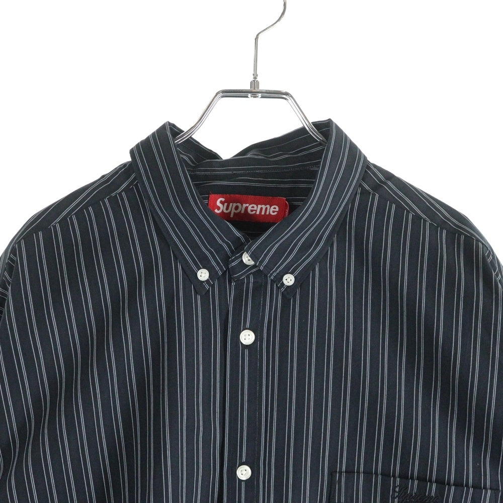 SUPREME(シュプリーム) 25AW Pinstripe Shirt ピンストライプ柄 長袖シャツ ネイビー