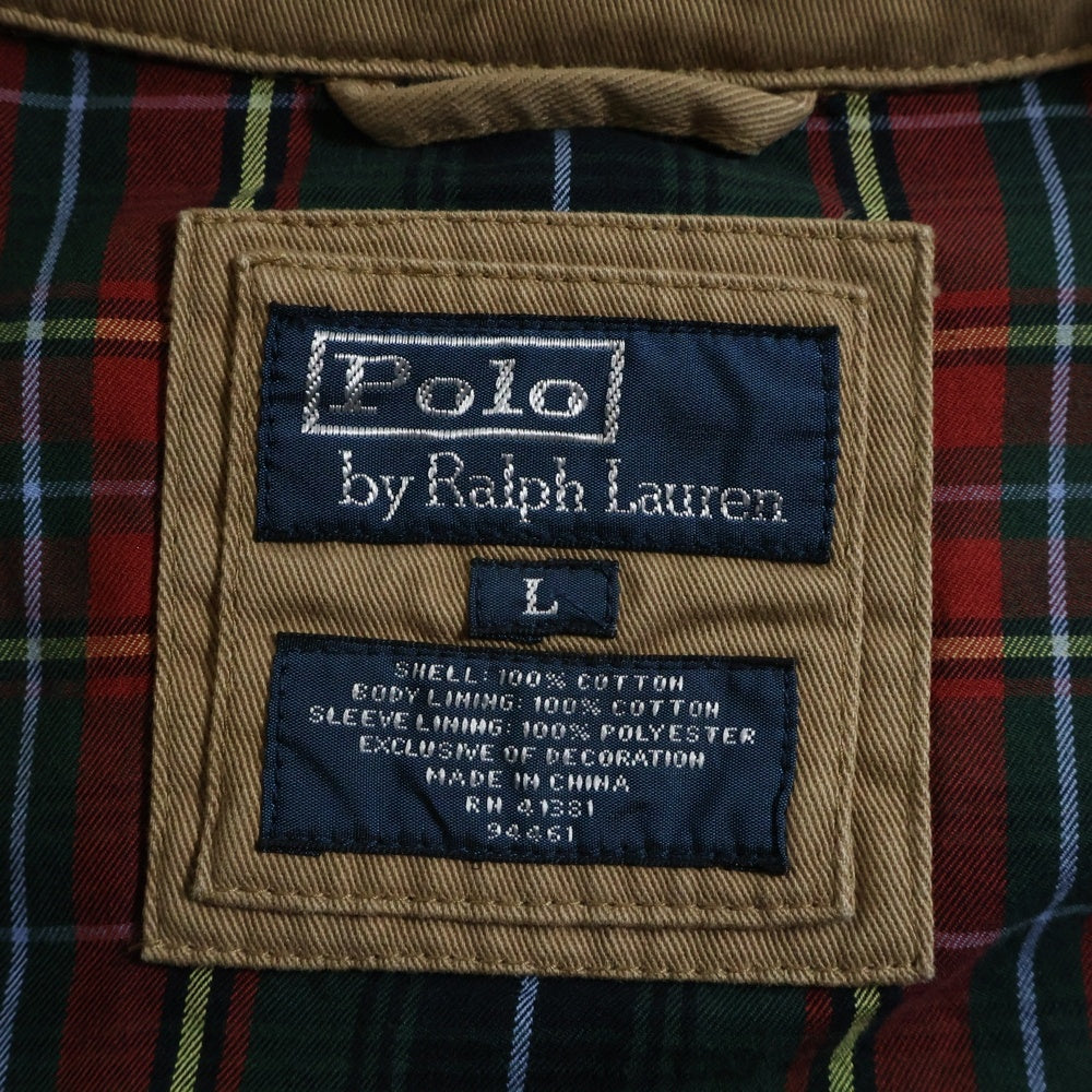 POLO RALPH LAUREN(ポロラルフローレン) 90S VINTAGE JACKET ヴィンテージ 胸ワンポイント刺繍 裏地チェック ジャケット スウィングトップ ブラウン