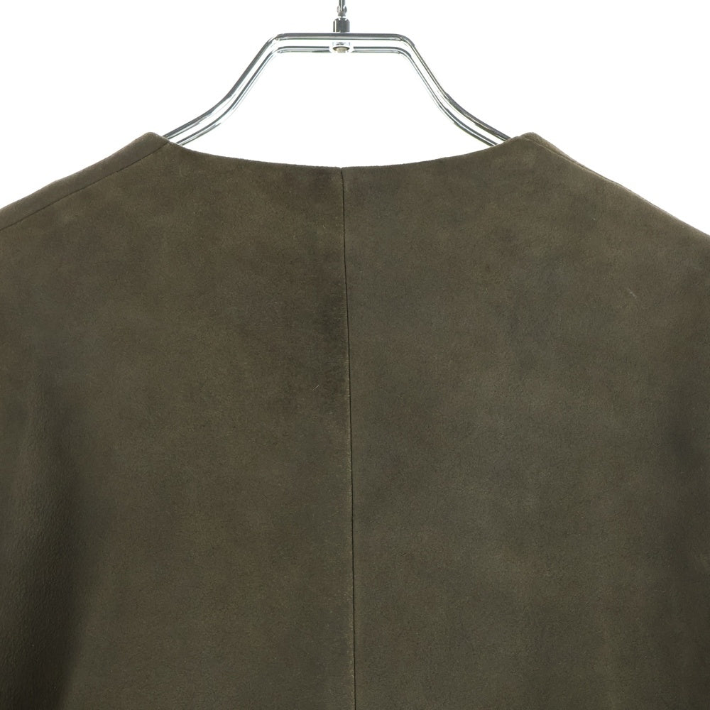 RAKINES(ラキネス) ENTERFINO LAMB LEATHER-COLLARLESS JACKET エントロフィーノ ラムレザー テーラードジャケット ブラウン 11S24SS236B