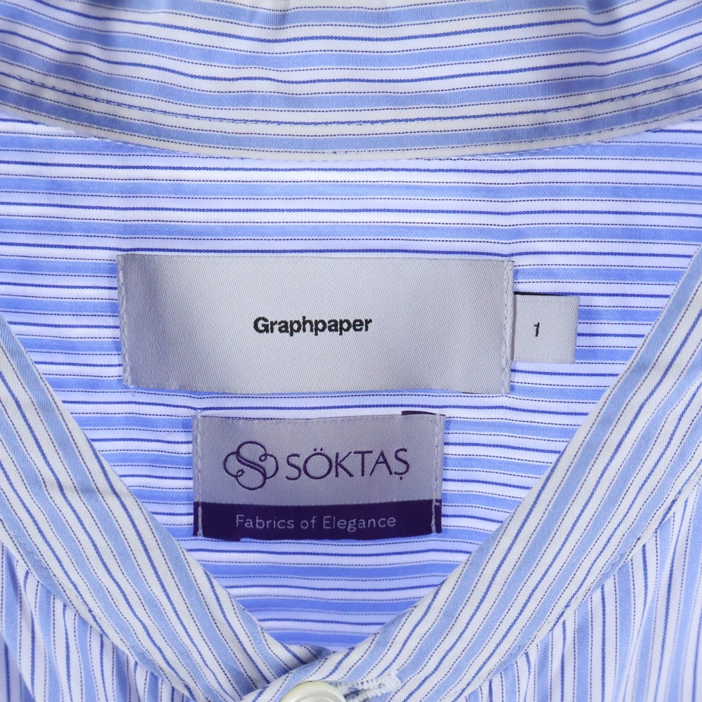Graphpaper(グラフペーパー) ×SOKTAS ×ソクタス ストライプ バンドカラー ロングスリーブシャツ ブルー GM234-50105