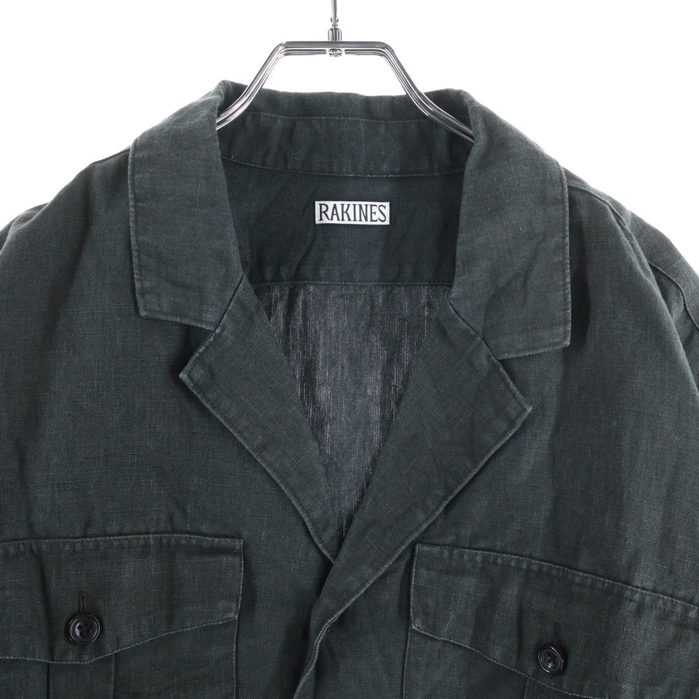 RAKINES(ラキネス) 襟付き 4ボタン ユーティリティ 半袖シャツ ダークグリーン 09S23SS180S
