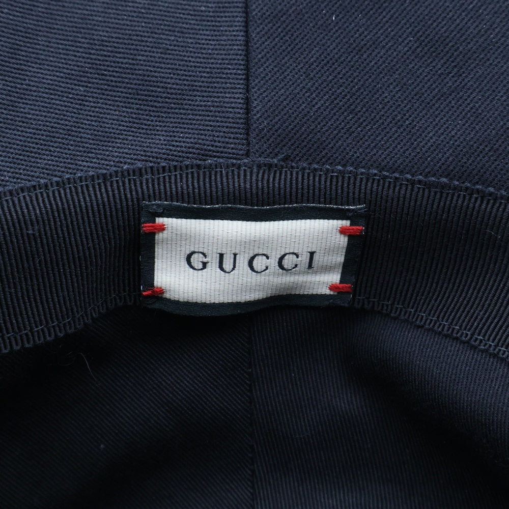 GUCCI(グッチ) ラベル付き コットンフェドラバケットハット 帽子