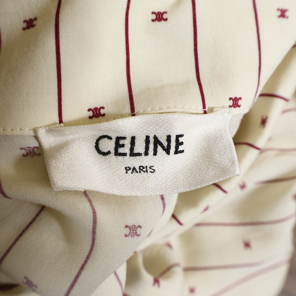 CELINE(セリーヌ) トリオンフ プリント総柄 ストライプ 開襟半袖シャツ ベージュ 2C09B825W