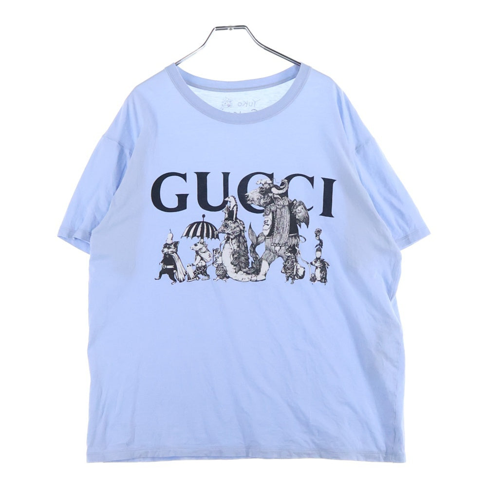 GUCCI(グッチ) ×ヒグチユウコ ロゴプリント半袖Tシャツ カットソー ブルー