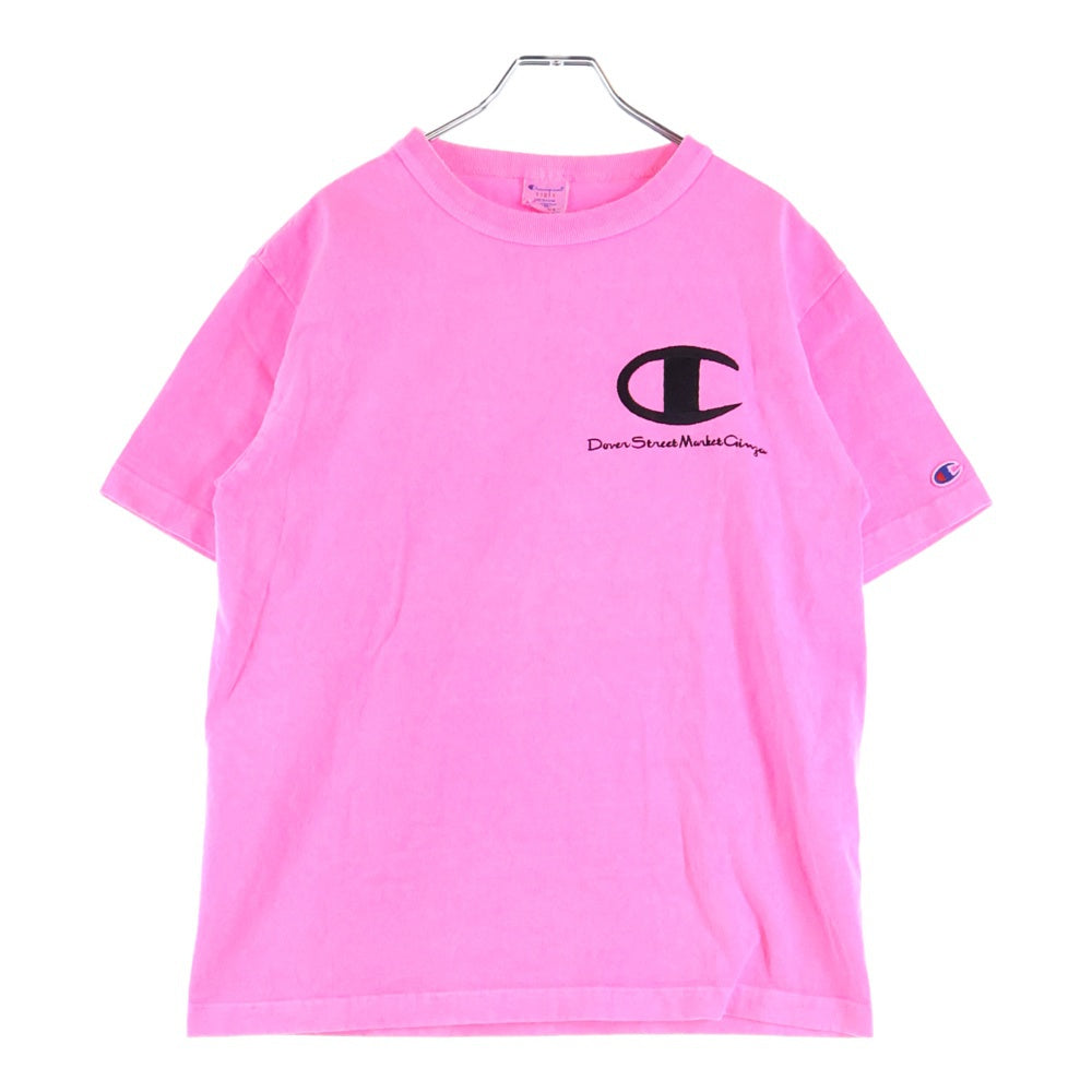 CHAMPION(チャンピオン) ×DSMG ドーバーストリートマーケット銀座 ロゴプリント 半袖Tシャツ カットソー ピンク C5-Z325
