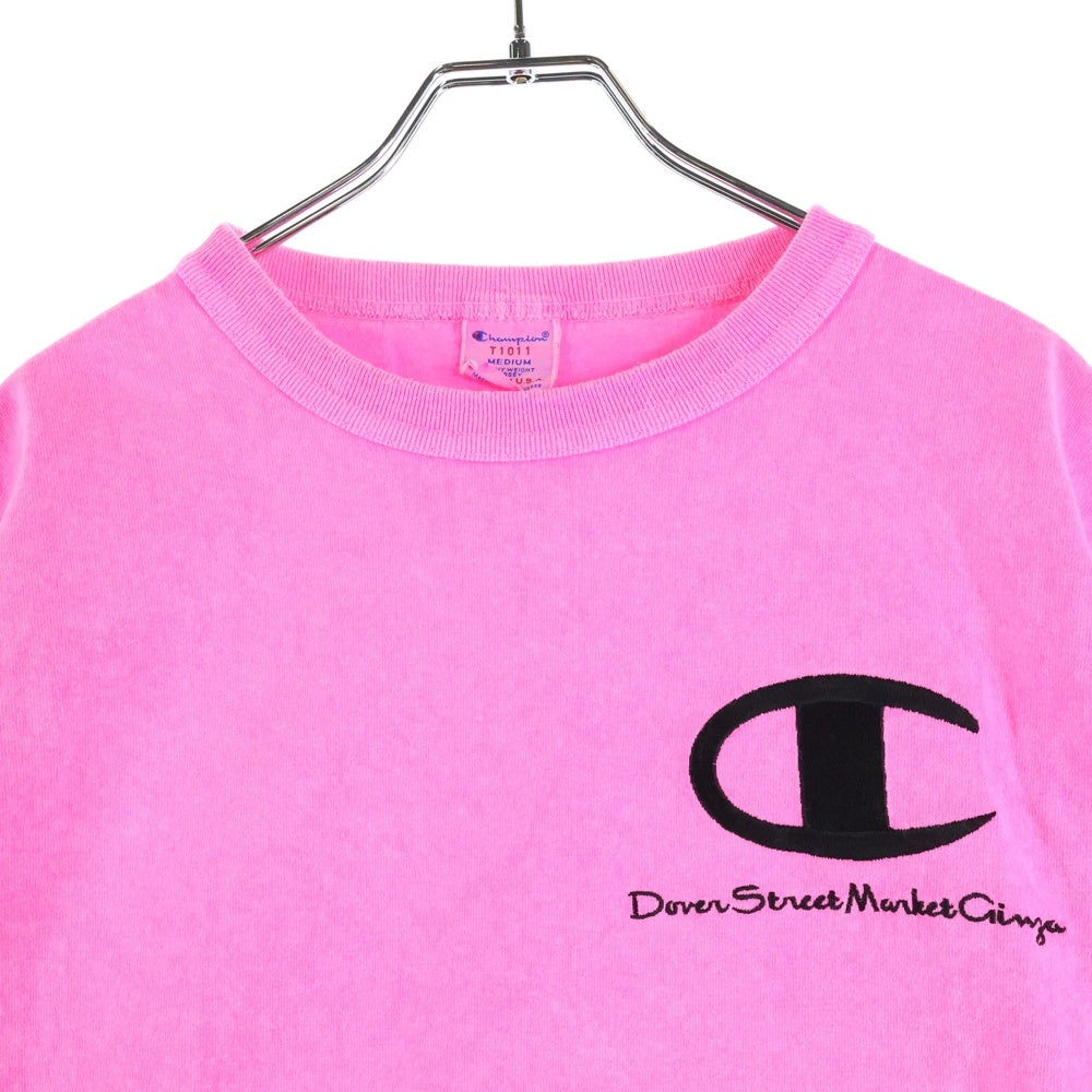 CHAMPION(チャンピオン) ×DSMG ドーバーストリートマーケット銀座 ロゴプリント 半袖Tシャツ カットソー ピンク C5-Z325