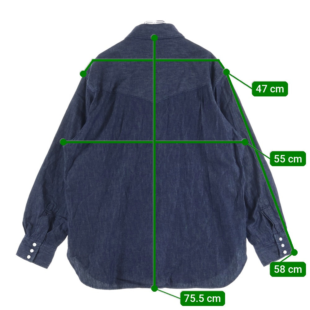 WACKO MARIA(ワコマリア) 24SS ×LEE DENIM WESTERN SHIRT リー デニムウエスタン長袖シャツ インディゴ 24SS-WMS-LE01