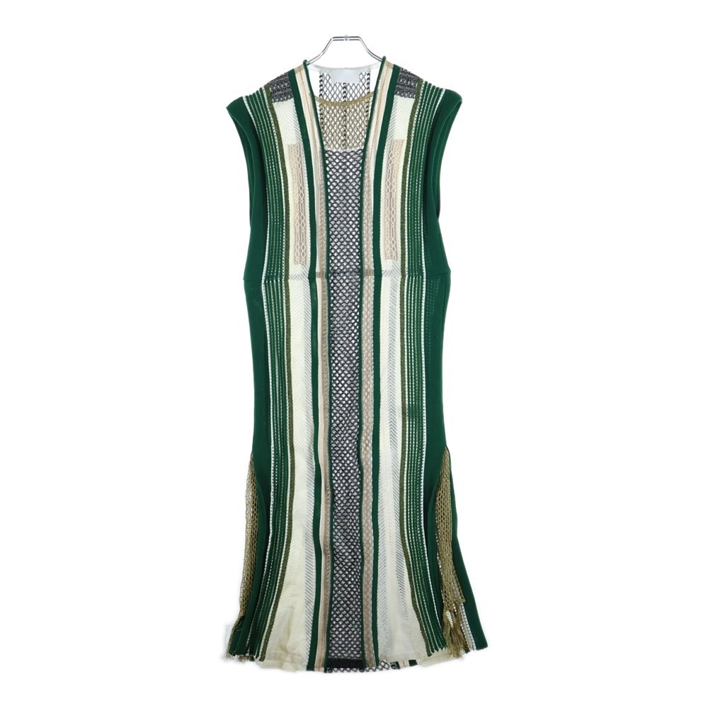 Mame Kurogouchi(マメ クロゴウチ) ネット ストライプニットドレス ノースリーブワンピース レディース