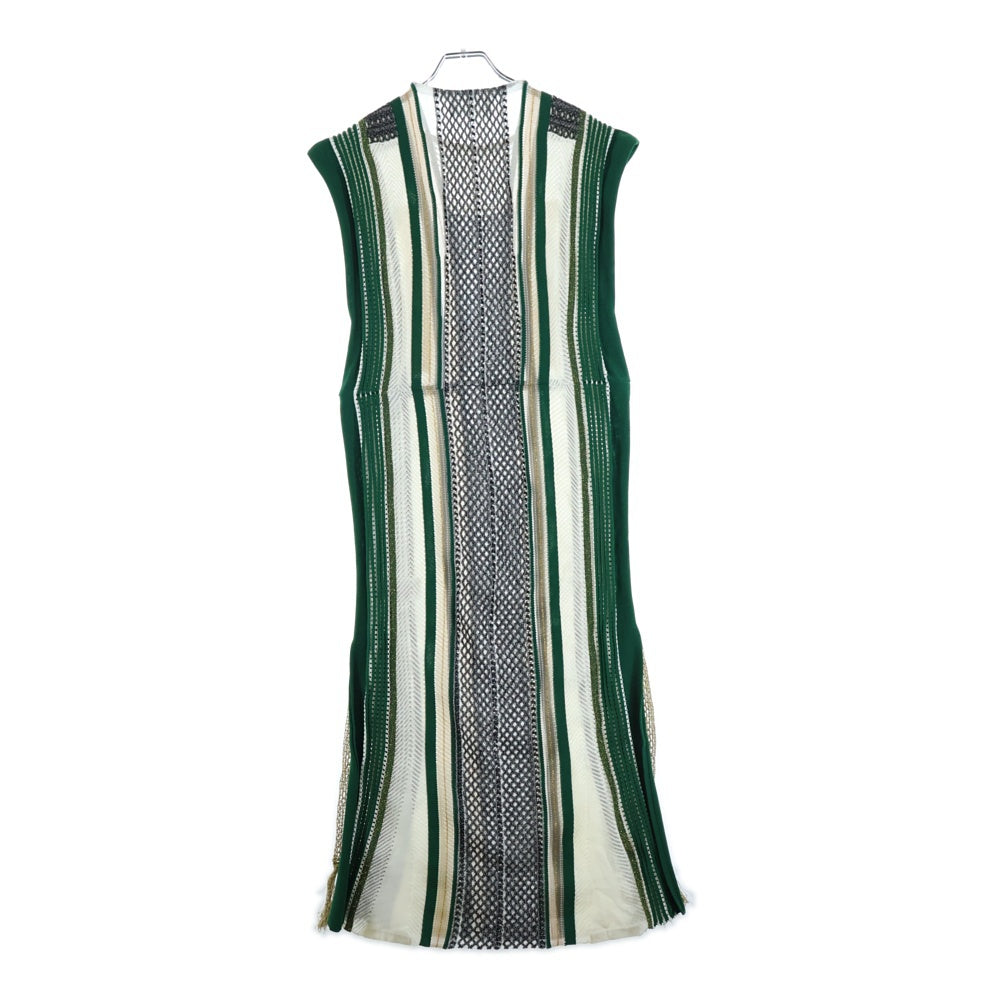 Mame Kurogouchi(マメ クロゴウチ) ネット ストライプニットドレス ノースリーブワンピース レディース