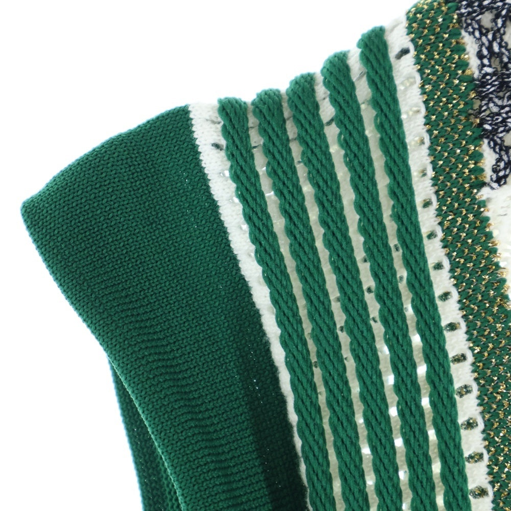 Mame Kurogouchi(マメ クロゴウチ) ネット ストライプニットドレス ノースリーブワンピース レディース