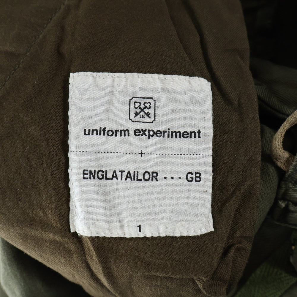 UNIFORM EXPERIMENT(ユニフォームエクスペリメント) マルチポケット シルバーベルトループ付き ジップアップ カーゴパンツ カーキ UE-112123