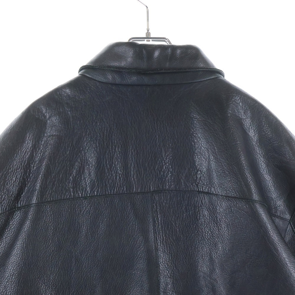 NO BRAND(ノーブランド) MARC NEW YORK マークニューヨーク 襟付き ジップアップ シングルレザージャケット ブラック